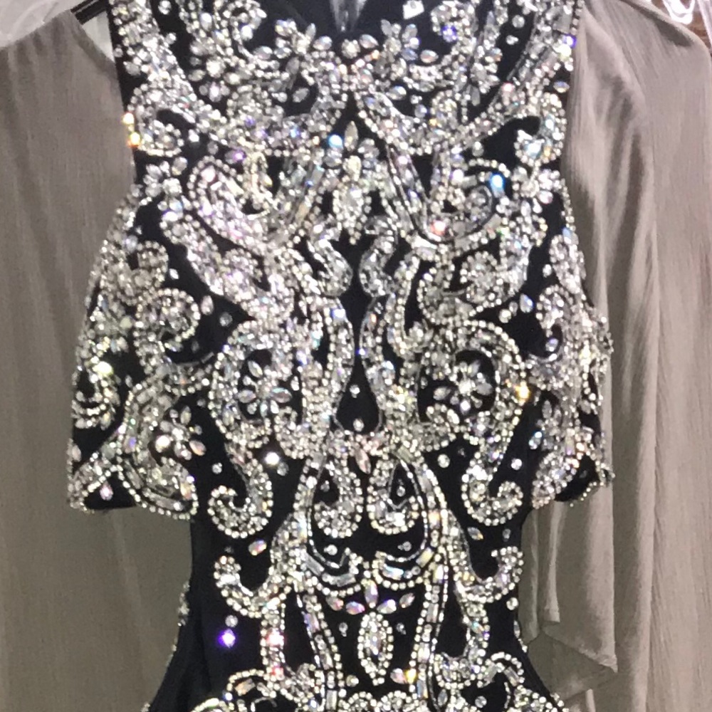 Full length black, cut-out, prom dress
